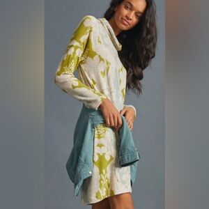 Anthropologie Saturday Sunday Cozy Cowl Neck Retro Floral Pocket Mini Dress